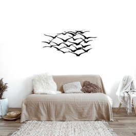 Wallity Herd Of Birds Escultura de pared de metal Negra